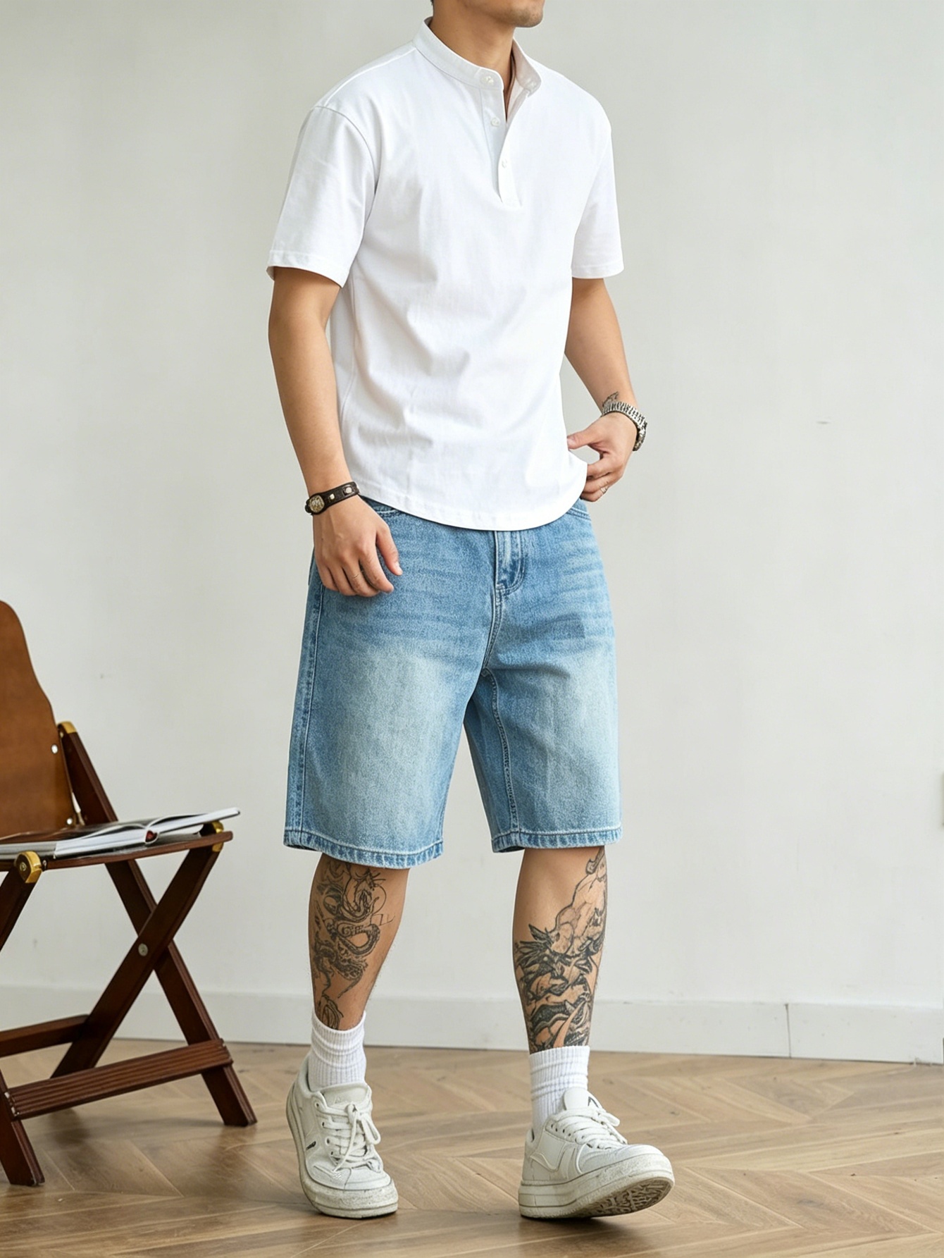 Losjes vallende blauwe denim j - Korean Men Lifestyle recensie en prijs
